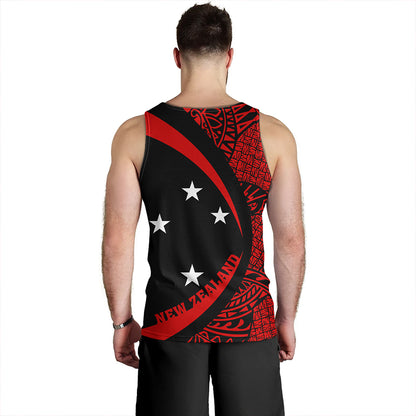 New Zealand Tank Top Silver Fern Maori Flag Lauhala Circle