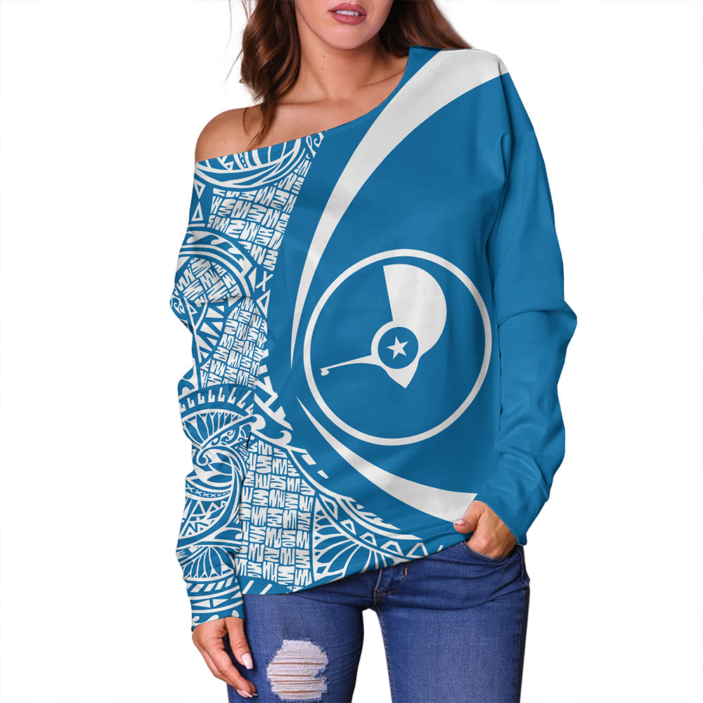 Yap Off Shoulder Sweatshirt Coat Of Arm Lauhala Circle