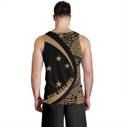 New Zealand Tank Top Silver Fern Lauhala Gold Circle