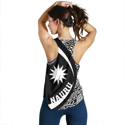 Nauru Women Tank Coat Of Arm Lauhala White Circle