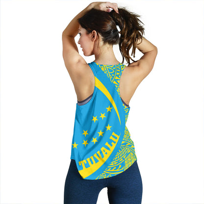 Tuvalu Women Tank Coat Of Arm Lauhala Circle