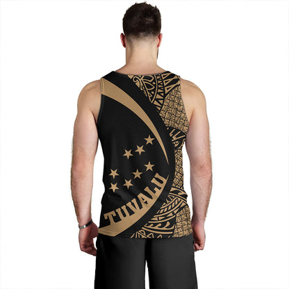 Tuvalu Tank Top Coat Of Arm Lauhala Gold Circle
