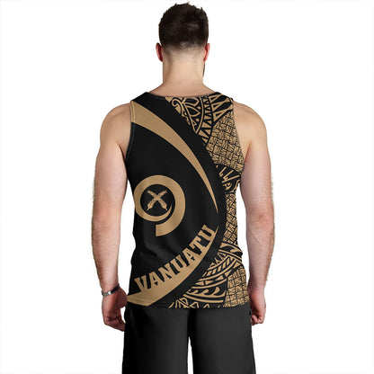 Vanuatu Tank Top Coat Of Arm Lauhala Gold Circle