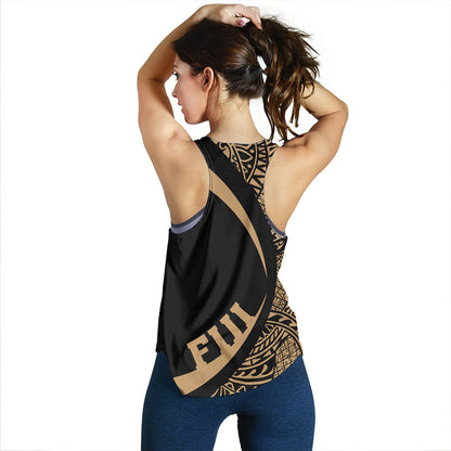 Fiji Women Tank Coat Of Arm Lauhala Gold Circle