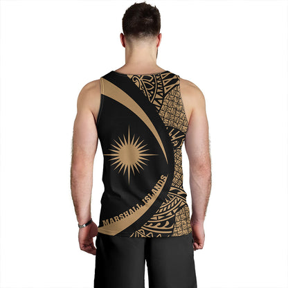 Marshall Islands Tank Top Coat Of Arm Lauhala Gold Circle