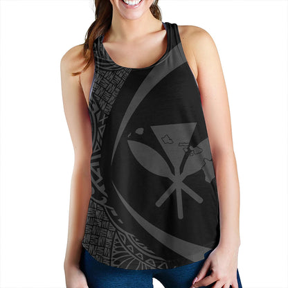 Hawaii Women Tank Kanaka Maoli Hawaiian Map Lauhala Gray Circle