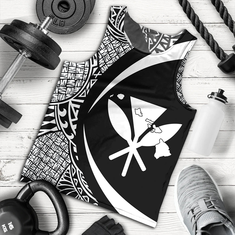 Hawaii Tank Top Kanaka Maoli Hawaiian Map Lauhala White Circle