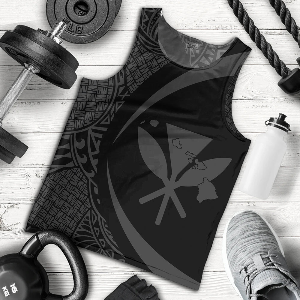 Hawaii Tank Top Kanaka Maoli Hawaiian Map Lauhala Gray Circle