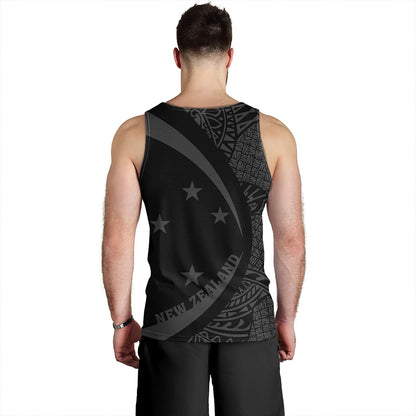 New Zealand Tank Top Silver Fern Lauhala Gray Circle