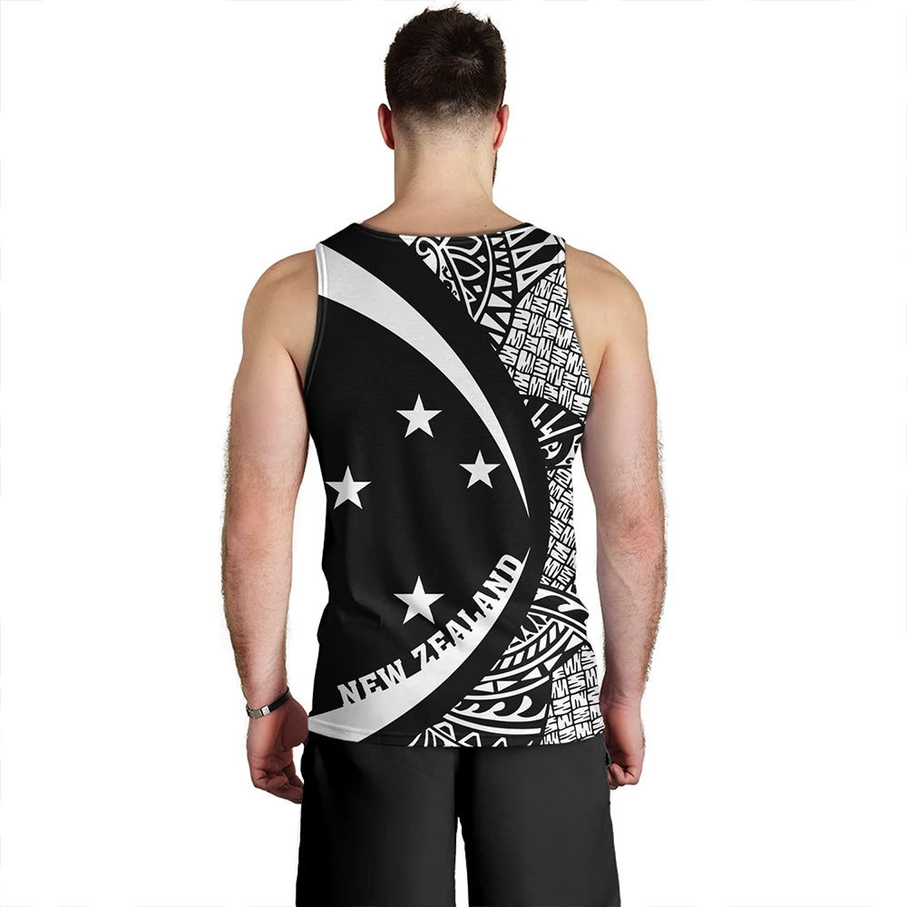 New Zealand Tank Top Silver Fern Lauhala White Circle