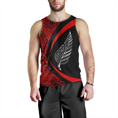New Zealand Tank Top Silver Fern Maori Flag Lauhala Circle