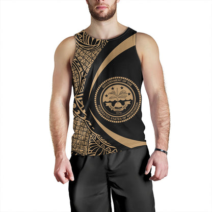 Federated States of Micronesia Tank Top Coat Of Arm Lauhala Gold Circle