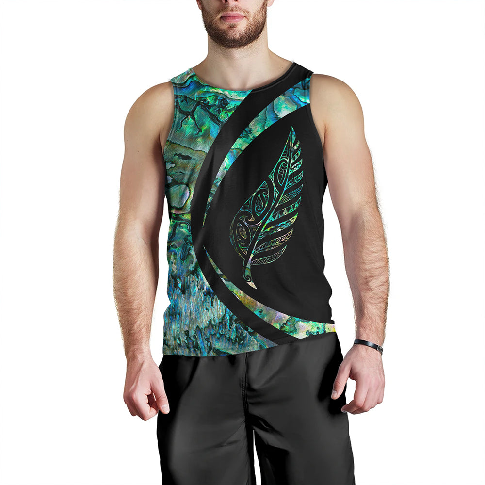 New Zealand Tank Top Silver Fern Papua Shell Circle