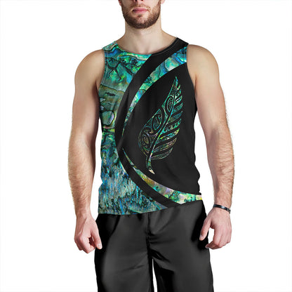New Zealand Tank Top Silver Fern Papua Shell Circle