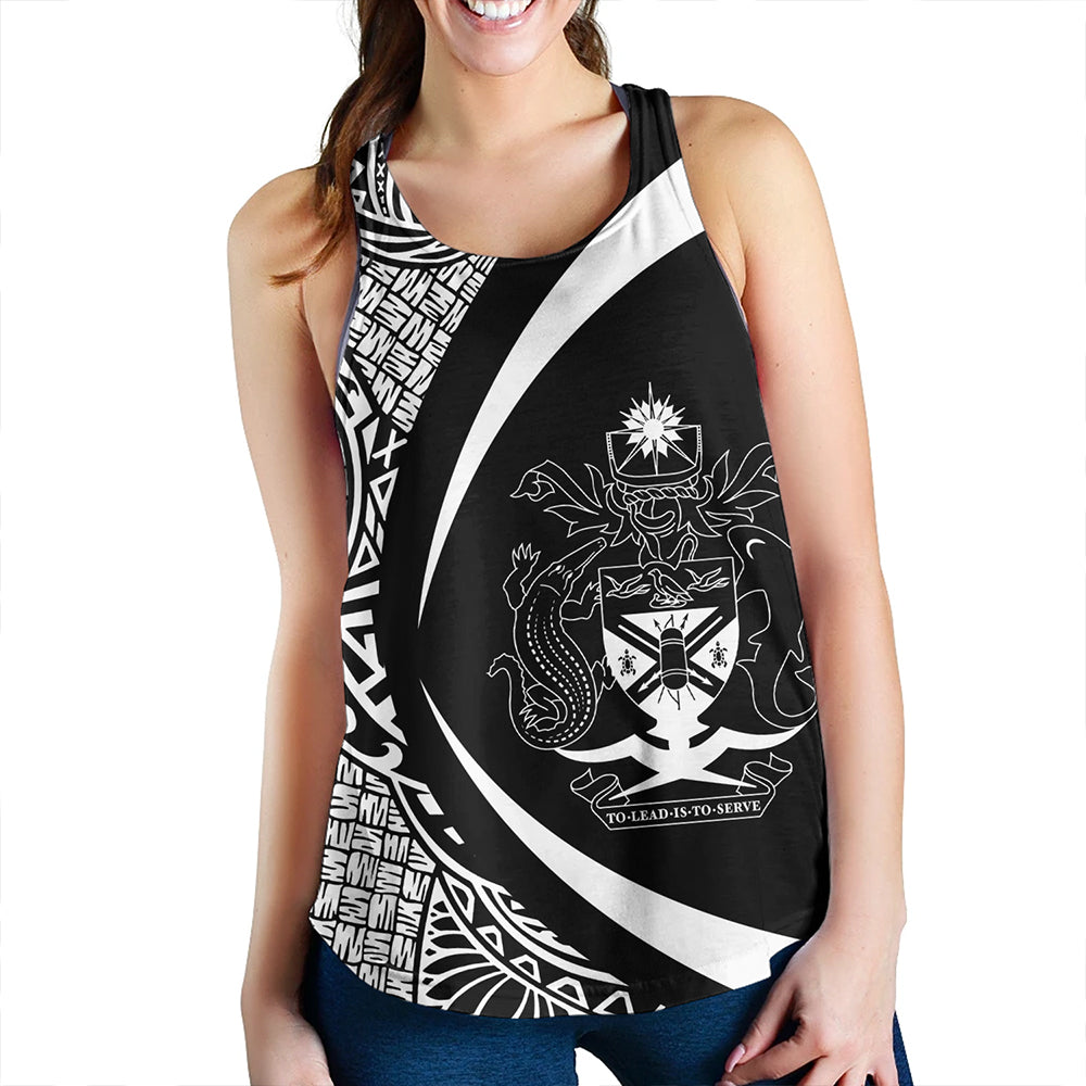 Solomon Islands Women Tank Coat Of Arm Lauhala White Circle