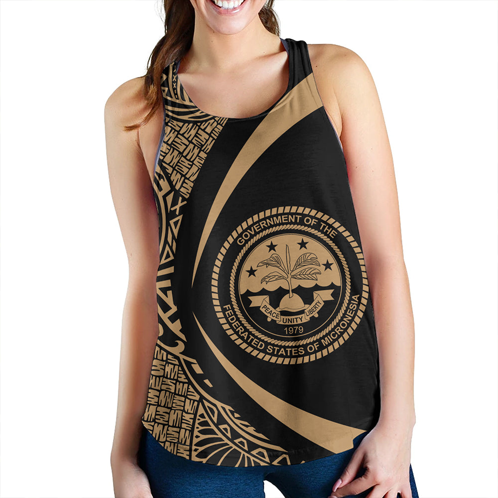 Federated States of Micronesia Women Tank Coat Of Arm Lauhala Gold Circle