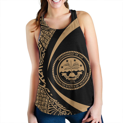 Federated States of Micronesia Women Tank Coat Of Arm Lauhala Gold Circle