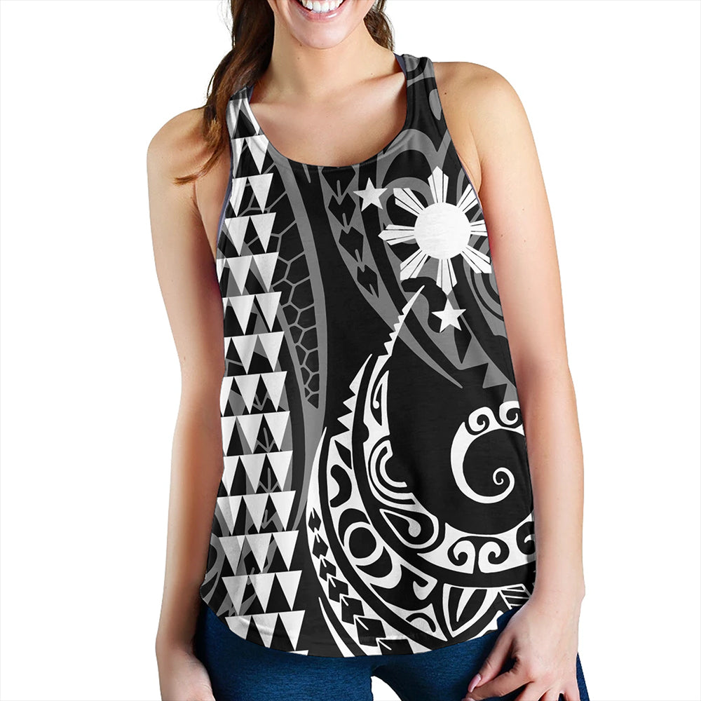 The Philippines Women Tank Sun White Kakau Style