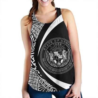 Hawaii Women Tank Coat Of Arm Lauhala White Circle