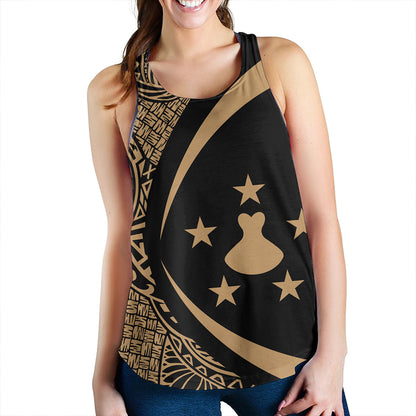 Austral Islands Women Tank Coat Of Arm Lauhala Gold Circle