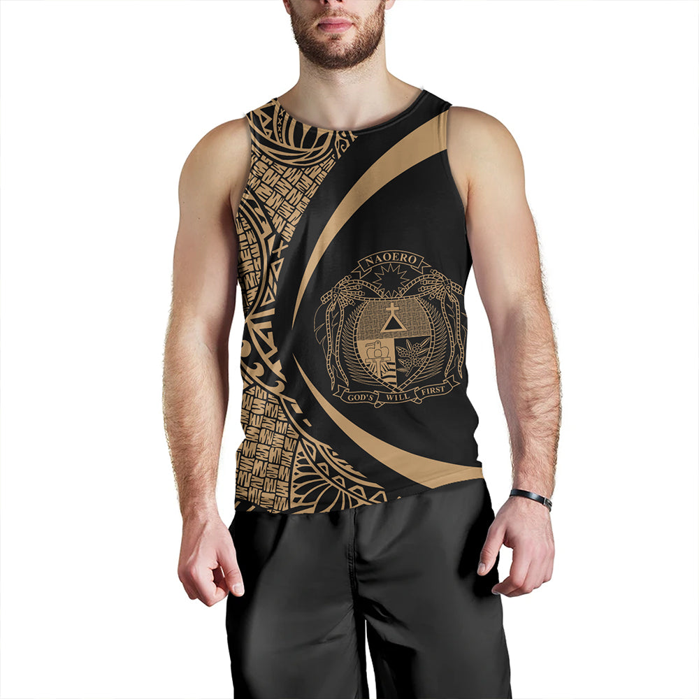 Nauru Tank Top Coat Of Arm Lauhala Gold Circle