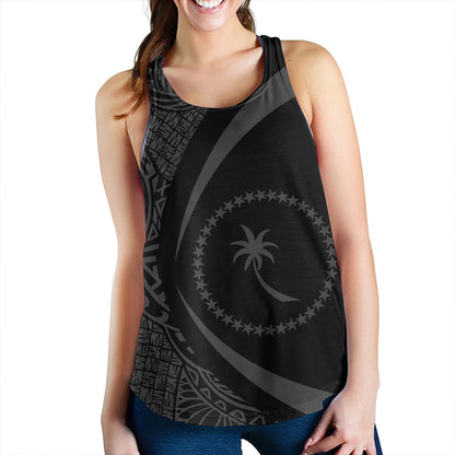 Chuuk Women Tank Coat Of Arm Lauhala Gray Circle