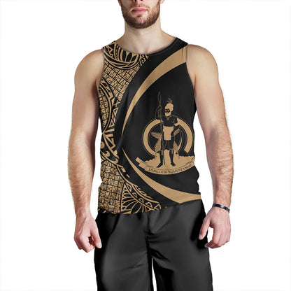 Vanuatu Tank Top Coat Of Arm Lauhala Gold Circle