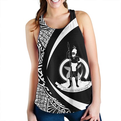 Vanuatu Women Tank Coat Of Arm Lauhala White Circle