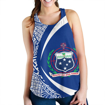 Samoa Women Tank Coat Of Arm Lauhala Rugby Circle