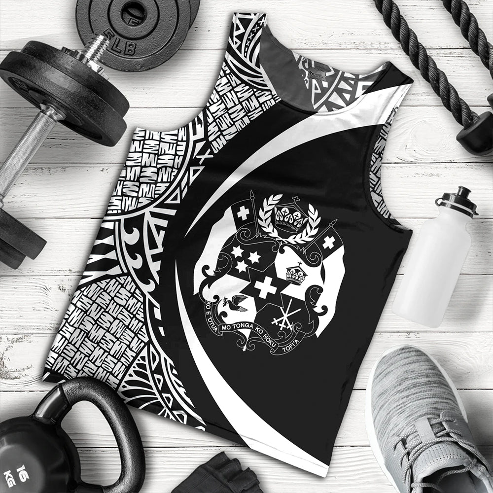 Tonga Tank Top Coat Of Arm Lauhala White Circle