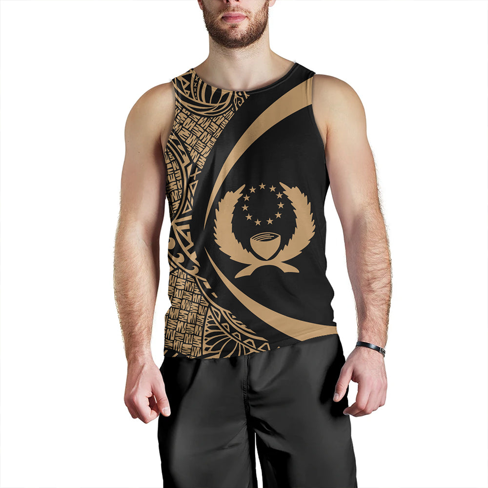 Pohnpei Tank Top Coat Of Arm Lauhala Gold Circle