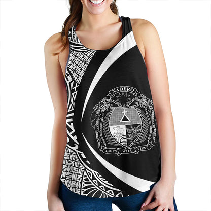 Nauru Women Tank Coat Of Arm Lauhala White Circle