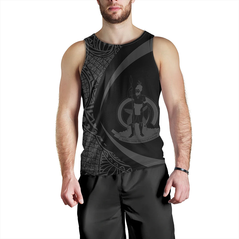 Vanuatu Tank Top Coat Of Arm Lauhala Gray Circle