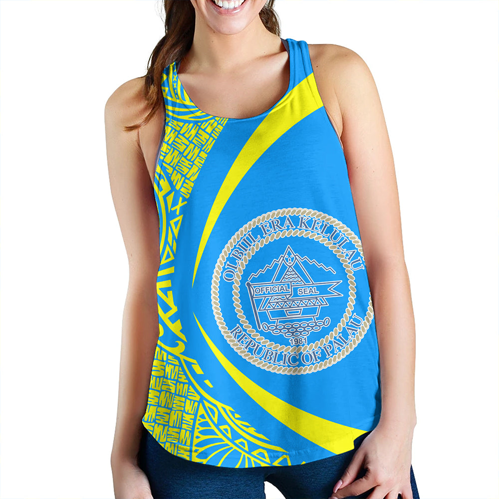 Palau Women Tank Coat Of Arm Lauhala Circle