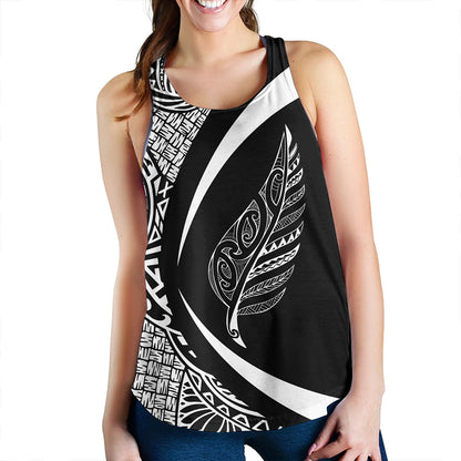 New Zealand Women Tank Silver Fern Lauhala White Circle