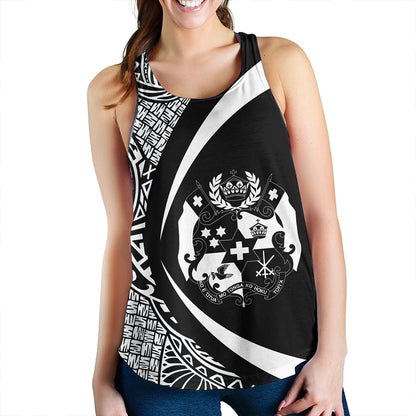 Tonga Women Tank Coat Of Arm Lauhala White Circle