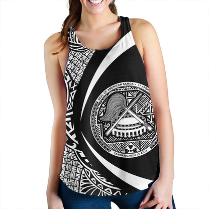 Samoa Women Tank American Samoa Coat Of Arm Lauhala White Circle