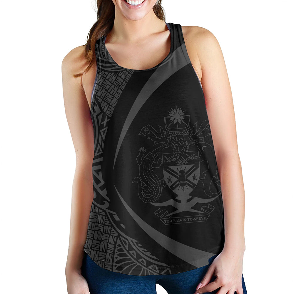 Solomon Islands Women Tank Coat Of Arm Lauhala Gray Circle