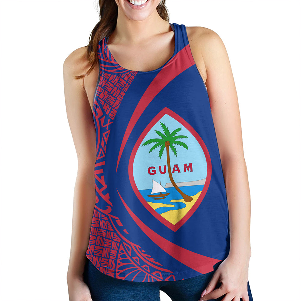 Guam Women Tank Coat Of Arm Lauhala Circle