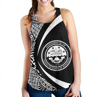 Federated States of Micronesia Women Tank Coat Of Arm Lauhala White Circle