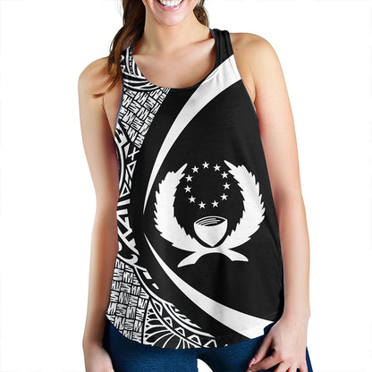 Pohnpei Women Tank Coat Of Arm Lauhala White Circle