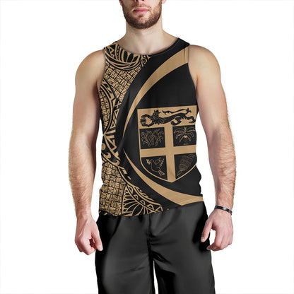 Fiji Tank Top Coat Of Arm Lauhala Gold Circle