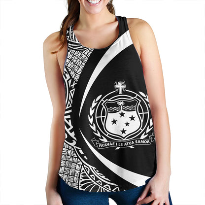 Samoa Women Tank Coat Of Arm Lauhala White Circle