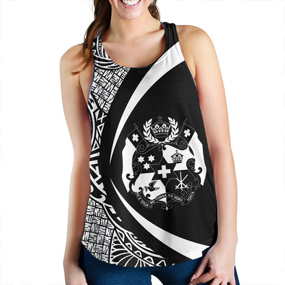 Tonga Women Tank Coat Of Arm Lauhala White Ver 2 Circle