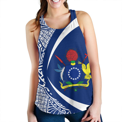 Cook Islands Women Tank Coat Of Arm Lauhala Circle