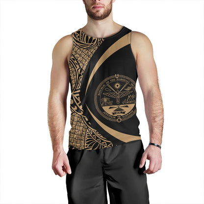 Marshall Islands Tank Top Coat Of Arm Lauhala Gold Circle