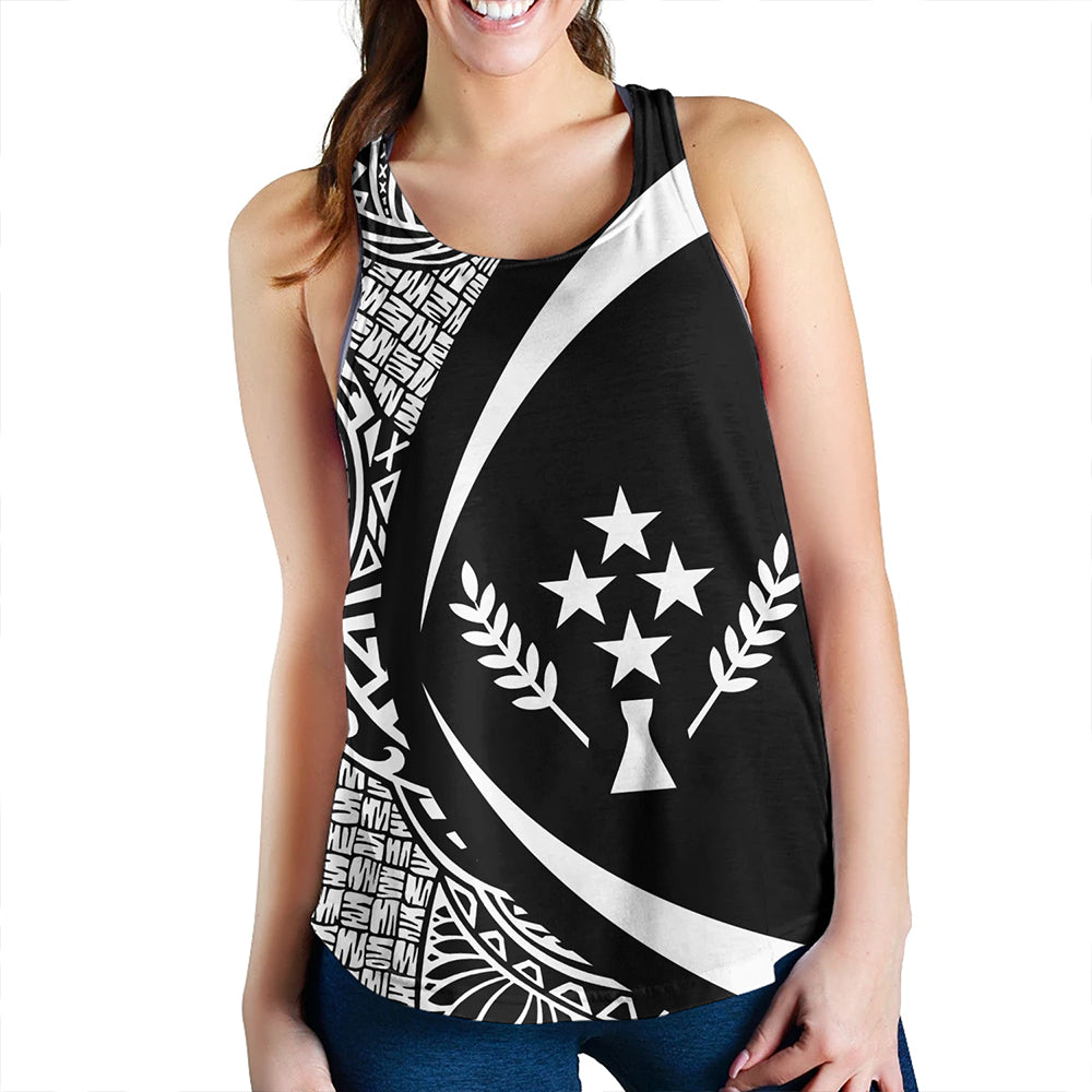 Kosrae Women Tank Coat Of Arm Lauhala White Circle