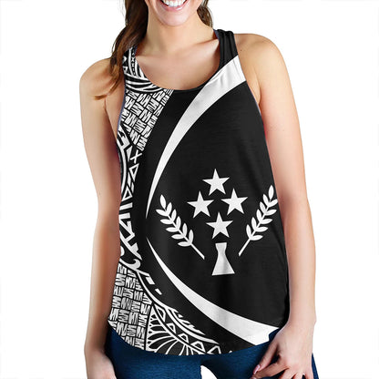 Kosrae Women Tank Coat Of Arm Lauhala White Circle