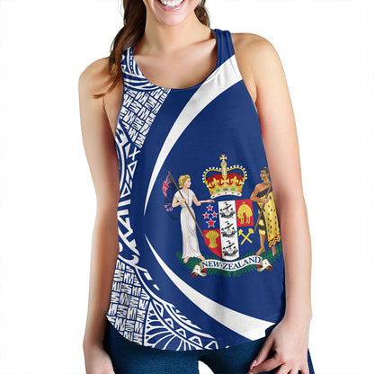 New Zealand Women Tank Coat Of Arm Lauhala White Circle