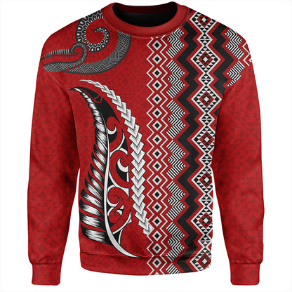 New Zealand Sweatshirt Maori Fabic Pattern Silvers Fern